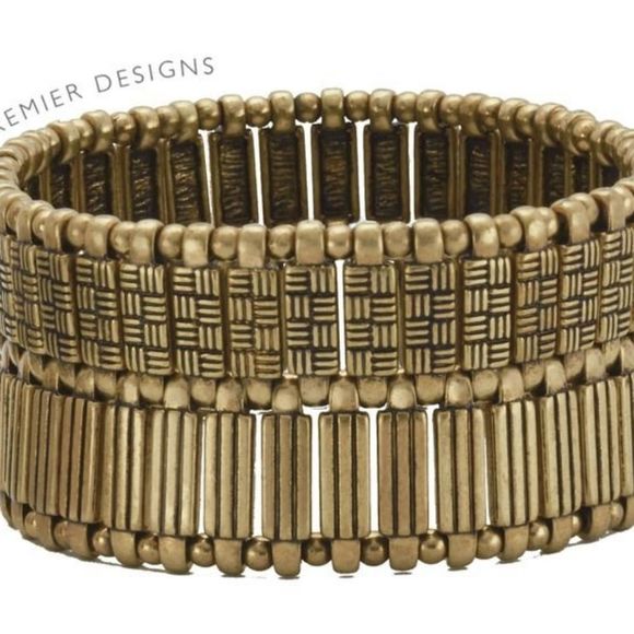 Beautiful Premier Designs Brass Stretchy bracelet. Can be worn multiple ways for - Picture 1 of 7